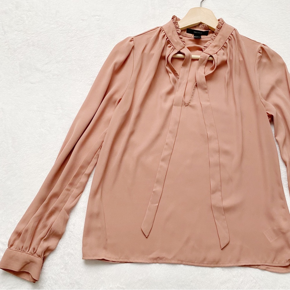 Pink Ruffled High Neck with Ties Top - Picture 2 of 9